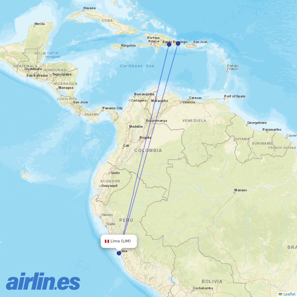 Arajet at LIM route map
