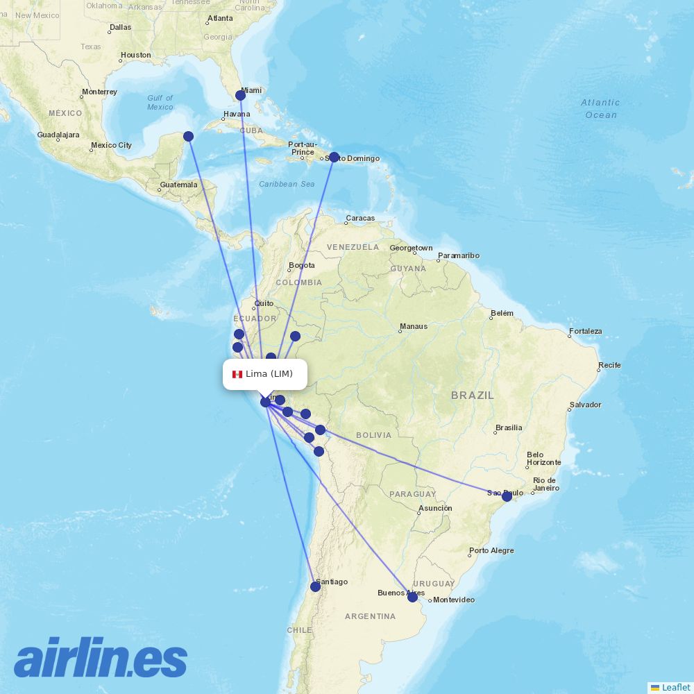 Sky Airline from Jorge Chávez International Airport destination map