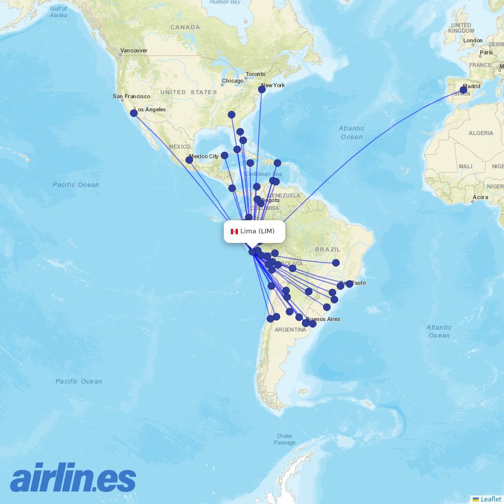 LATAM at LIM route map