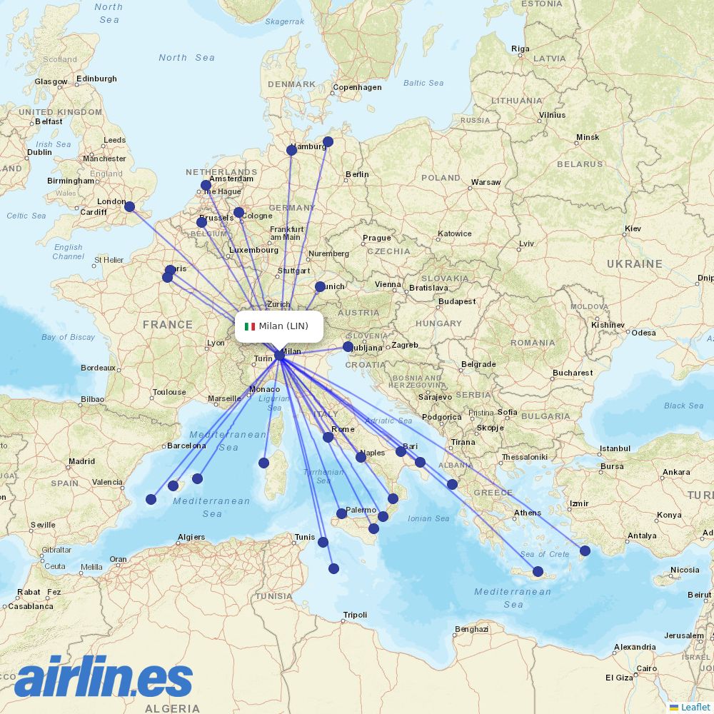 ITA Airways at LIN route map