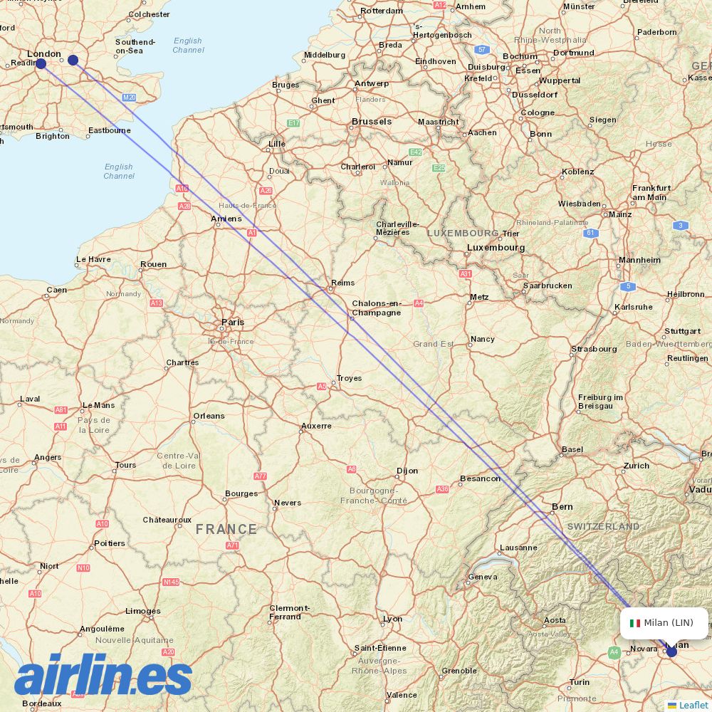 British Airways at LIN route map