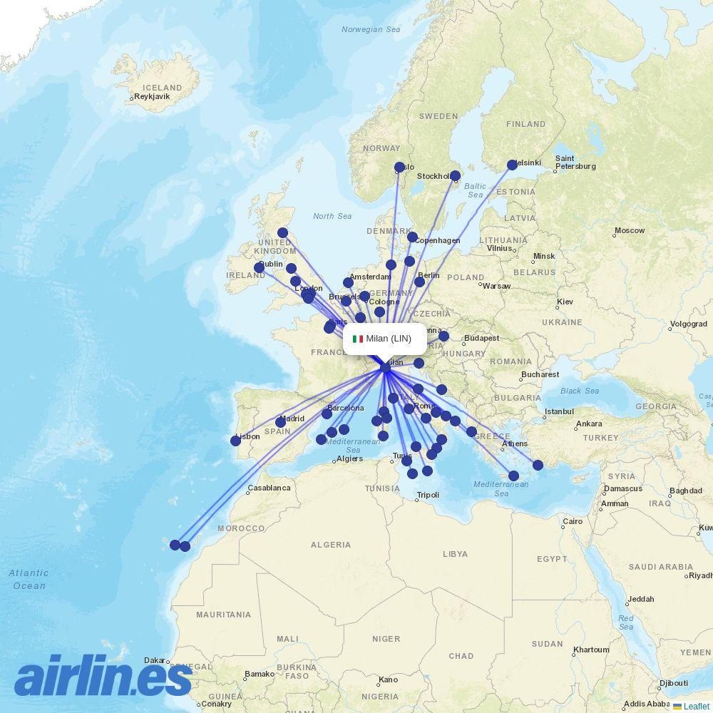 Eurowings from Linate destination map