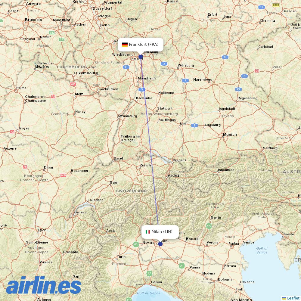 Lufthansa at LIN route map