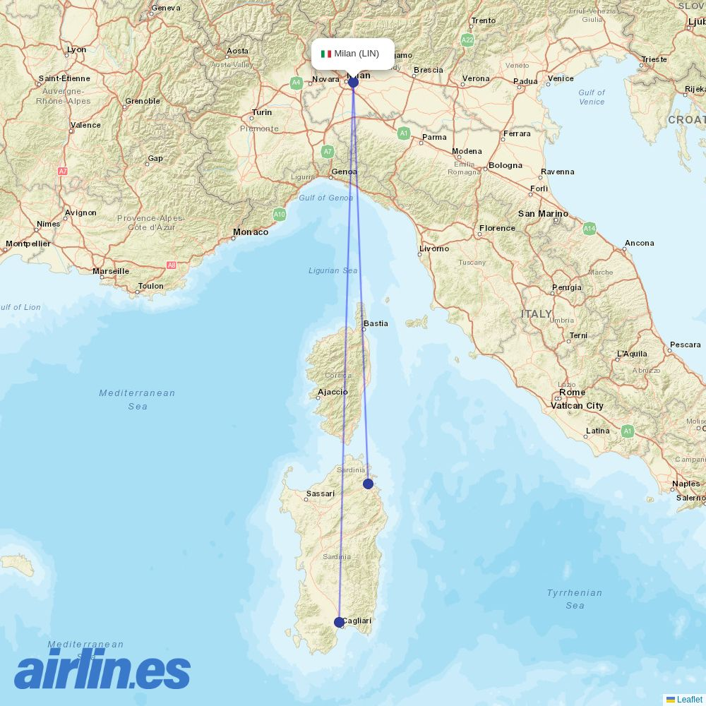 AeroItalia at LIN route map