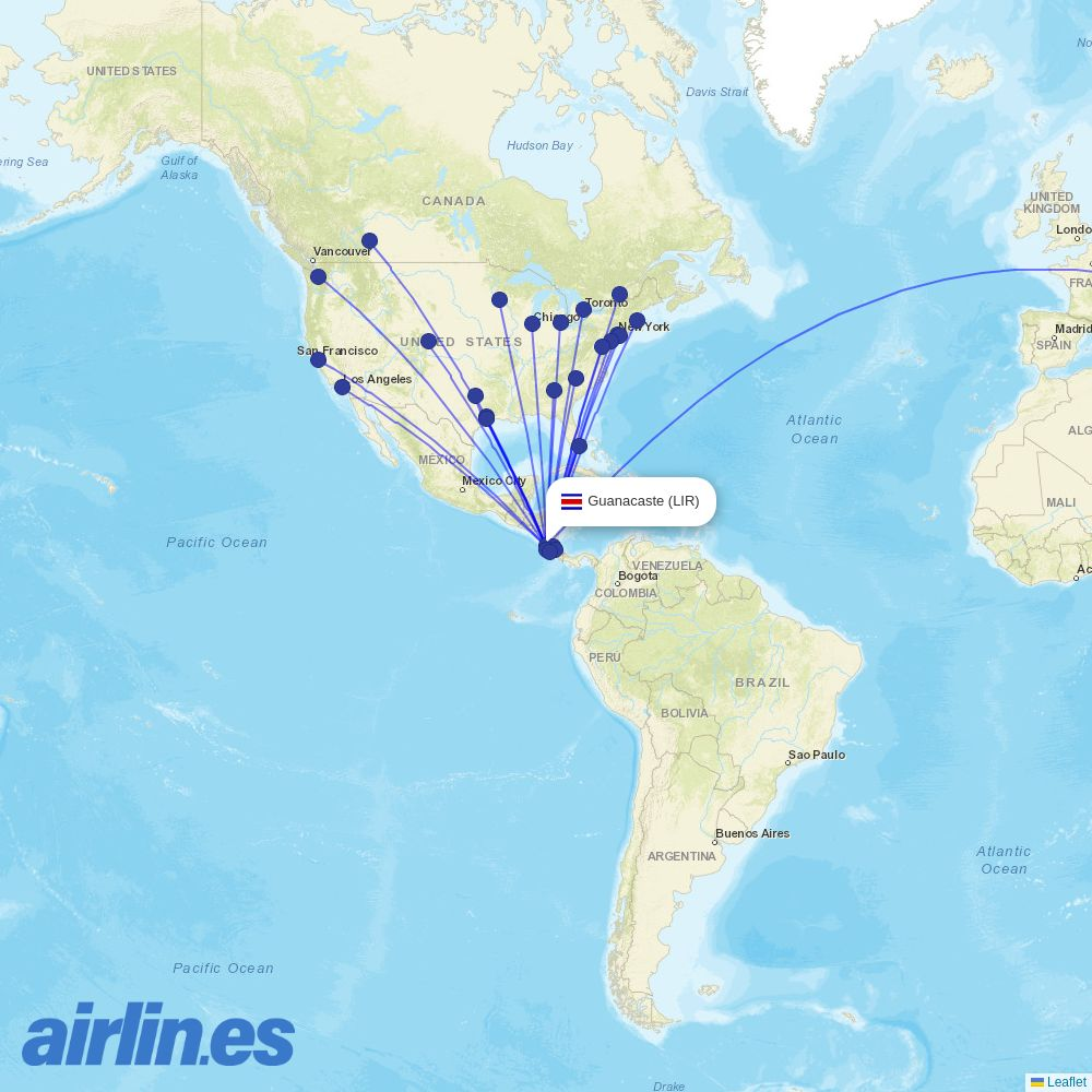GetJet Airlines from Daniel Oduber Quiros International destination map