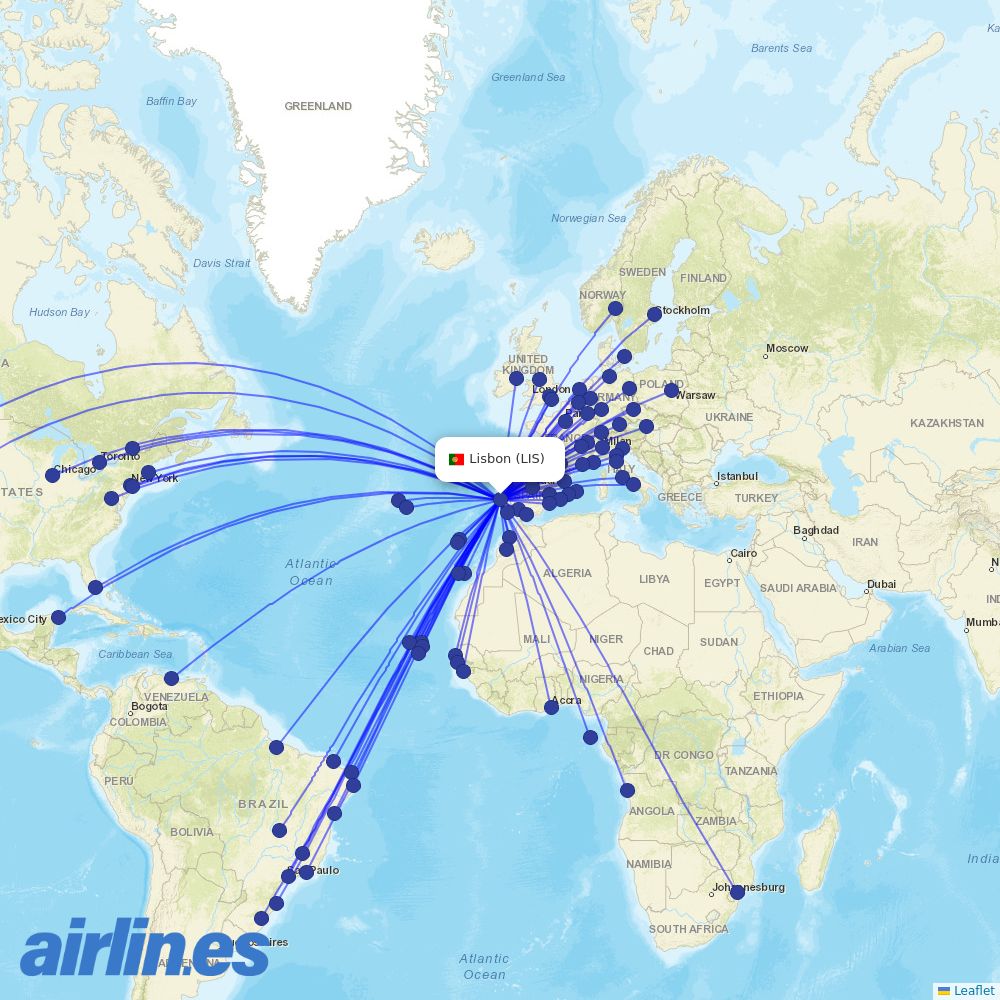 TAP at LIS route map