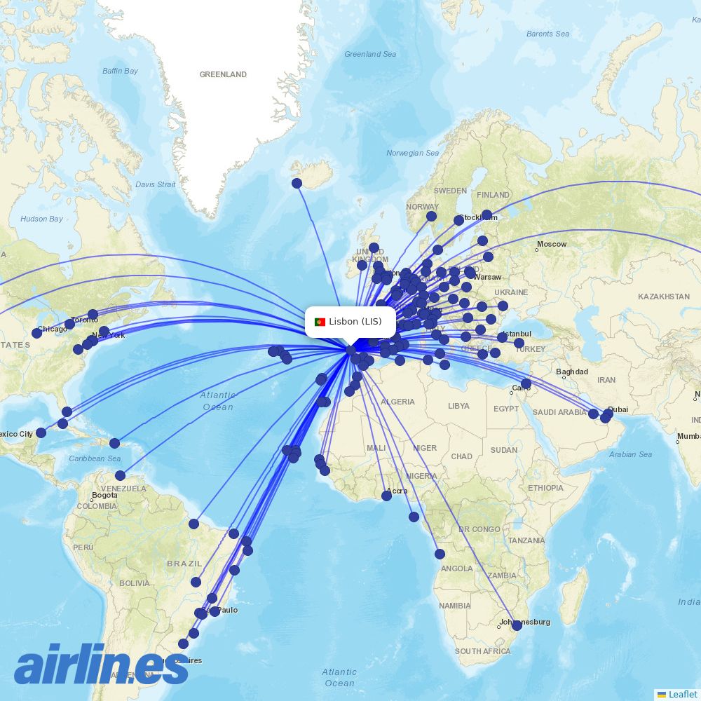Air Europa at LIS route map