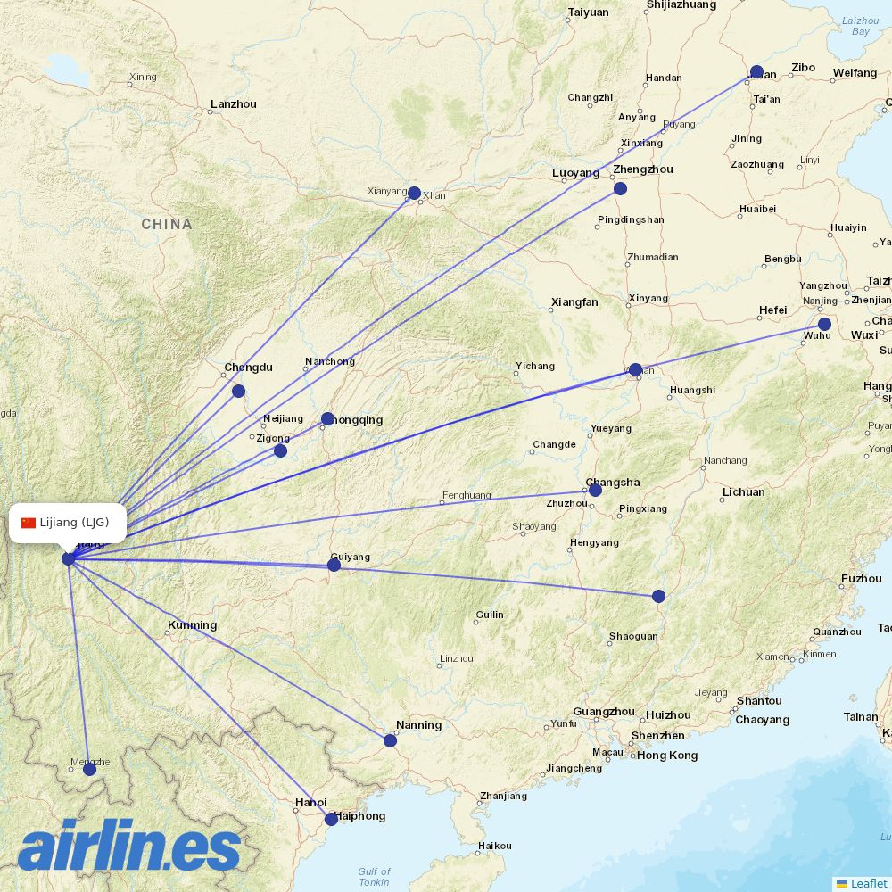Lucky Air at LJG route map