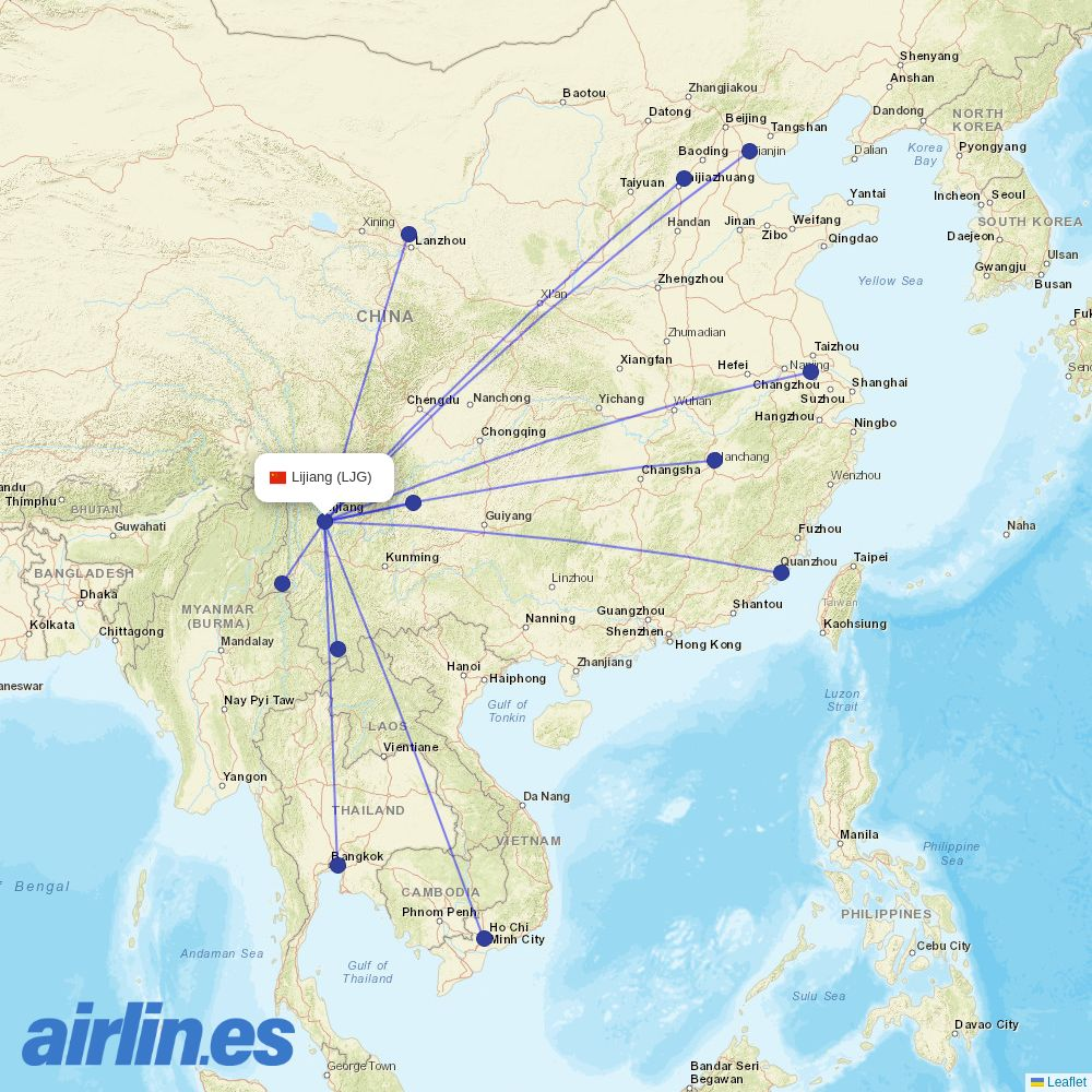 Ruili Airlines at LJG route map