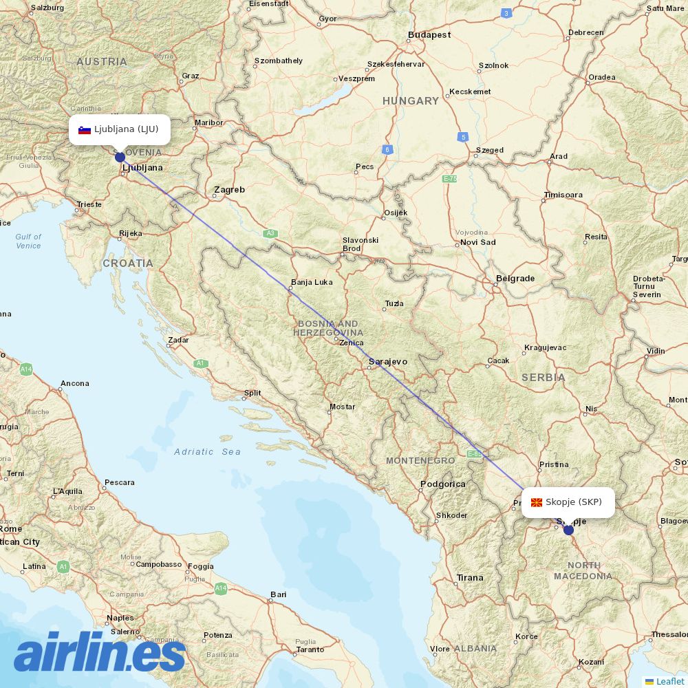 Wizz Air from Ljubljana destination map