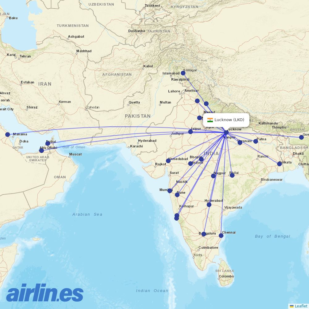 IndiGo at LKO route map
