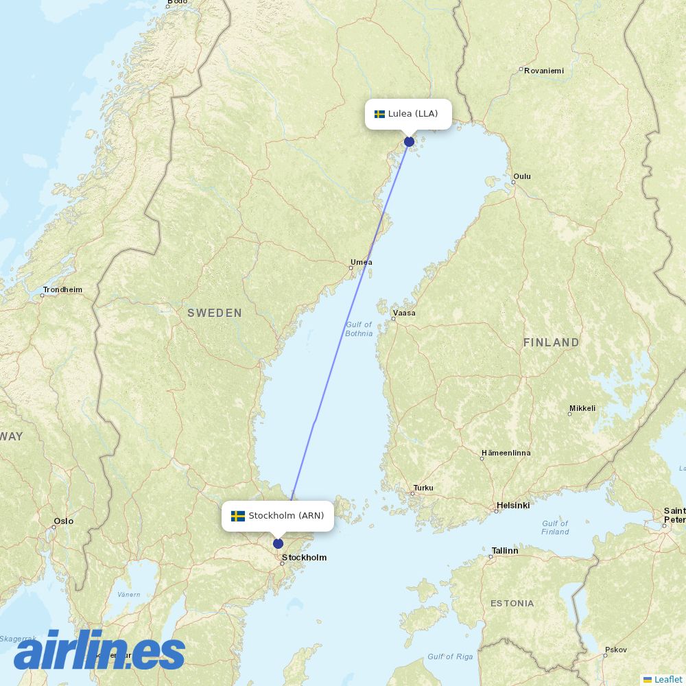 Norwegian Air Sweden from Kallax destination map