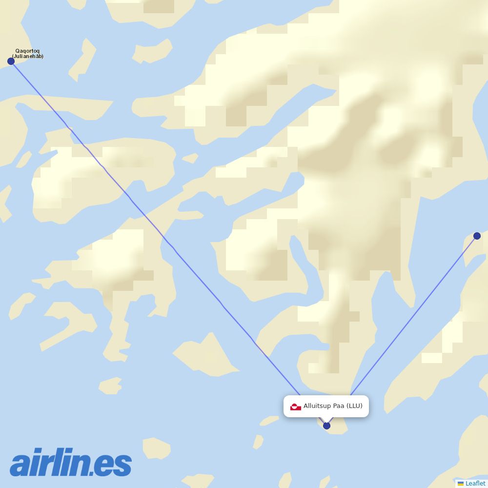 Air Greenland from Alluitsup Paa Heliport destination map