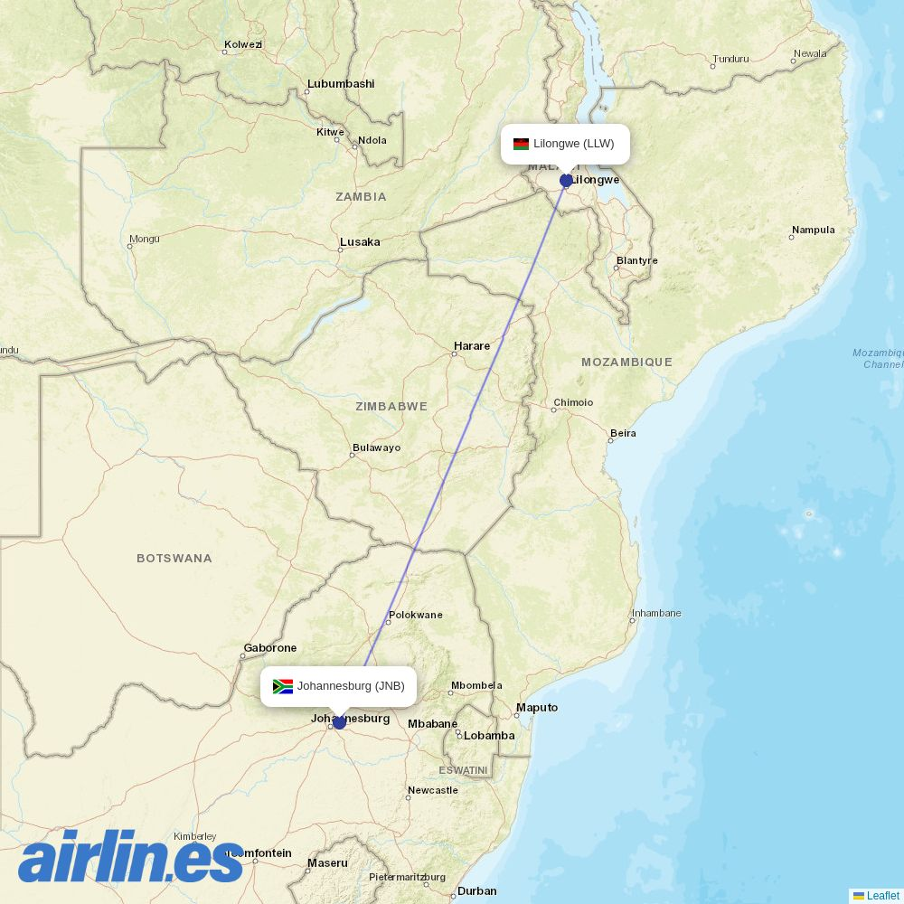 Airlink from Kamuzu Intl destination map