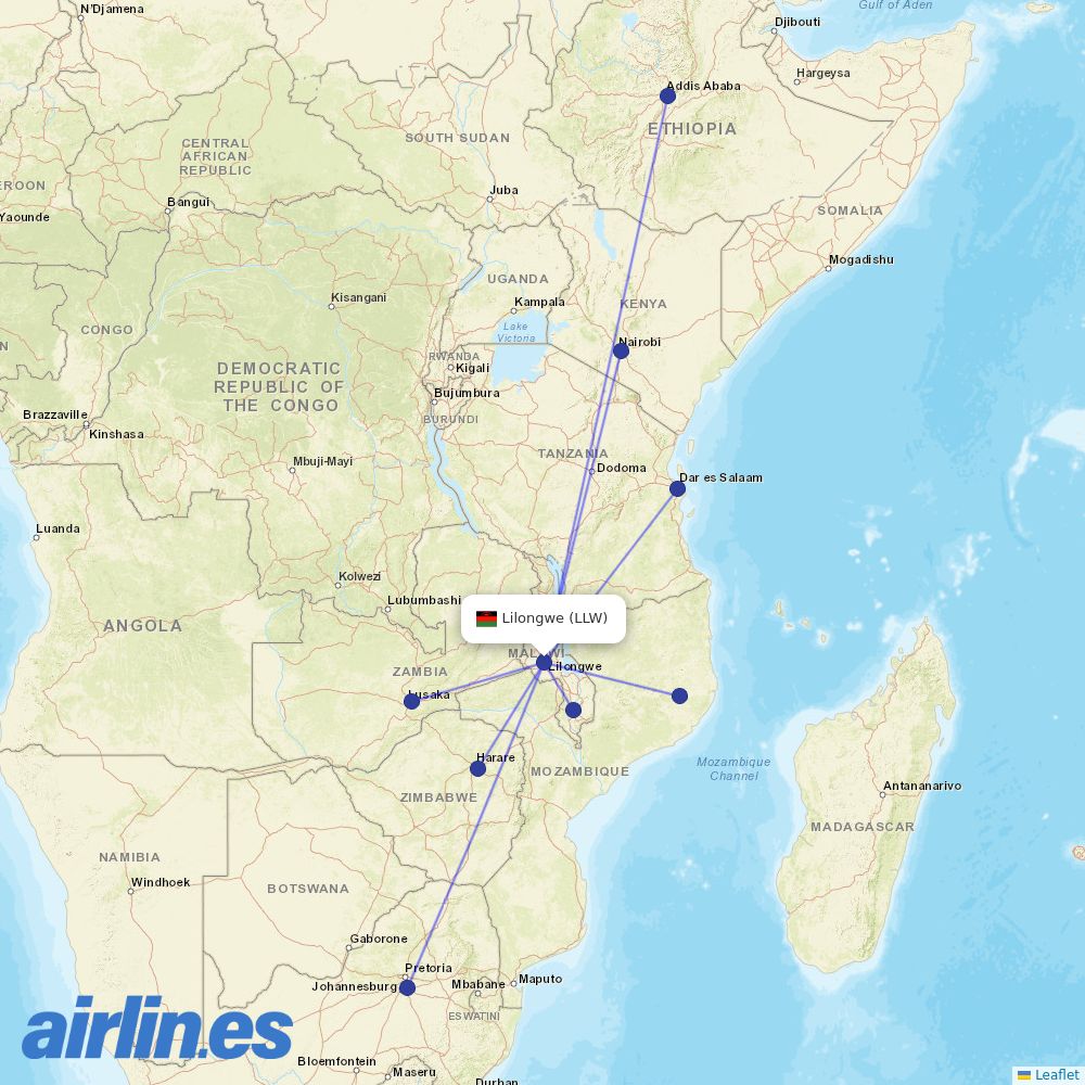 Ethiopian at LLW route map