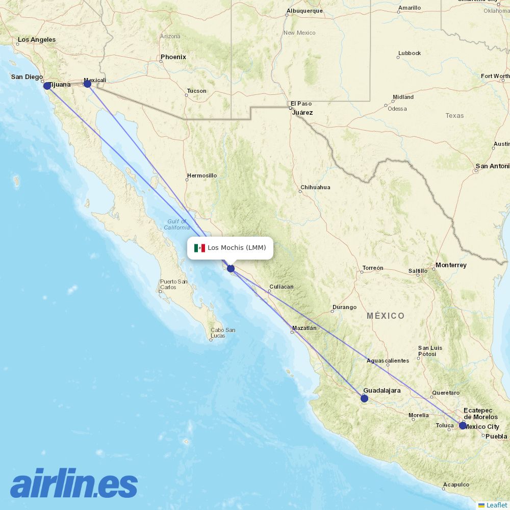 Volaris from Federal Airport destination map
