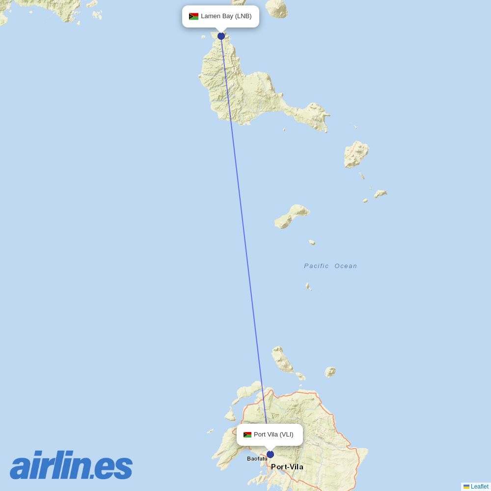 Air Vanuatu at LNB route map