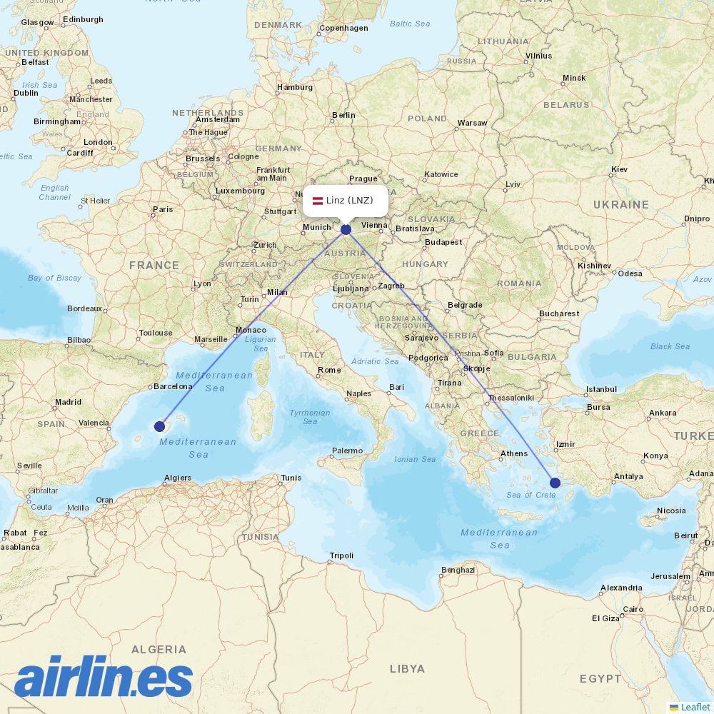 Eurowings from Horsching International Airport (Aus - Afb) destination map