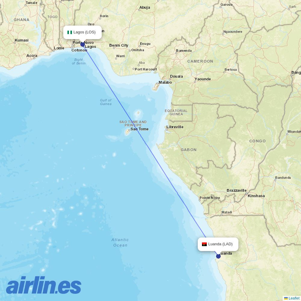 TAAG at LOS route map