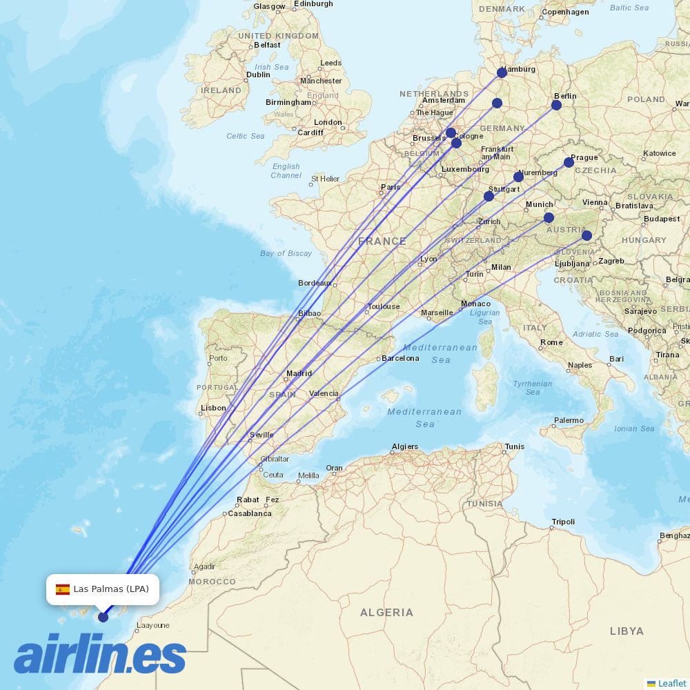 Eurowings from Gran Canaria Airport destination map