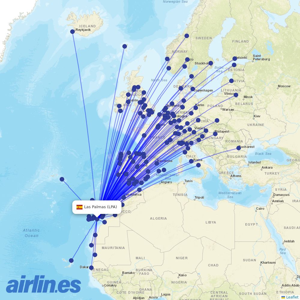 Iberia at LPA route map