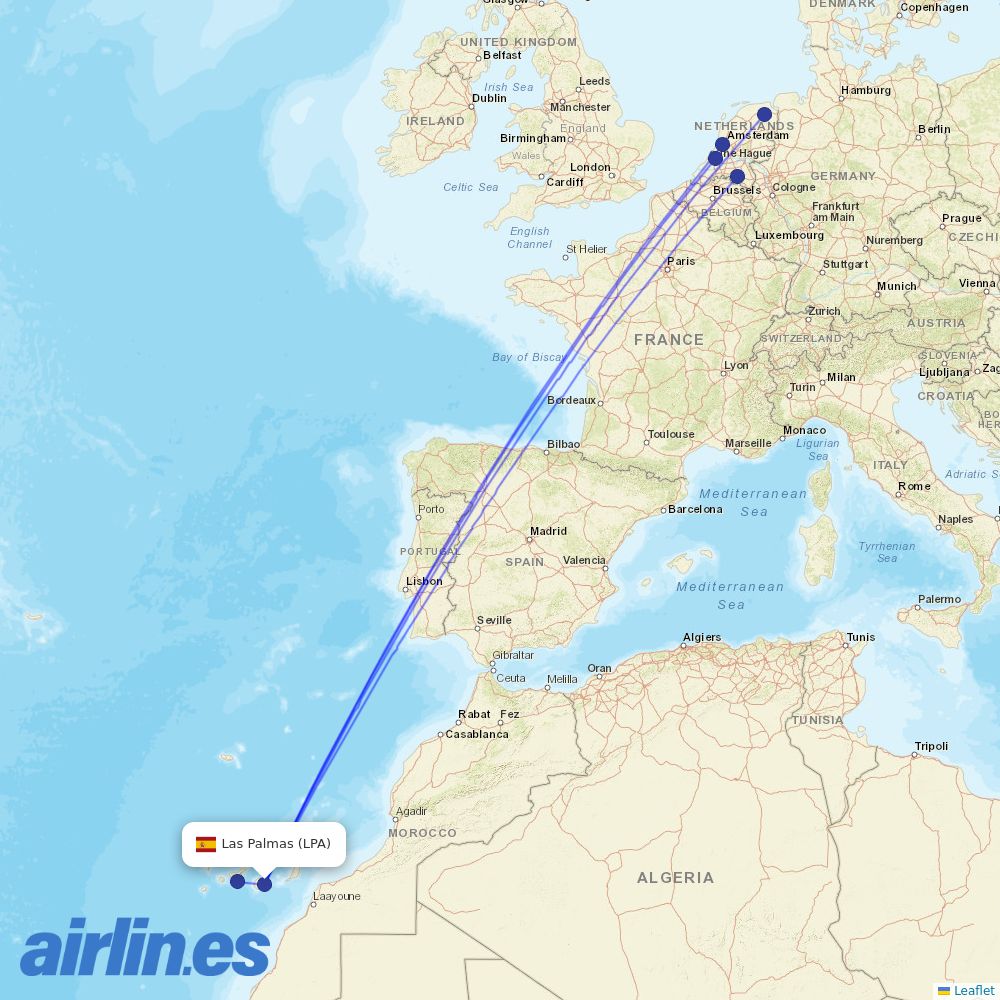 TUIfly Netherlands at LPA route map