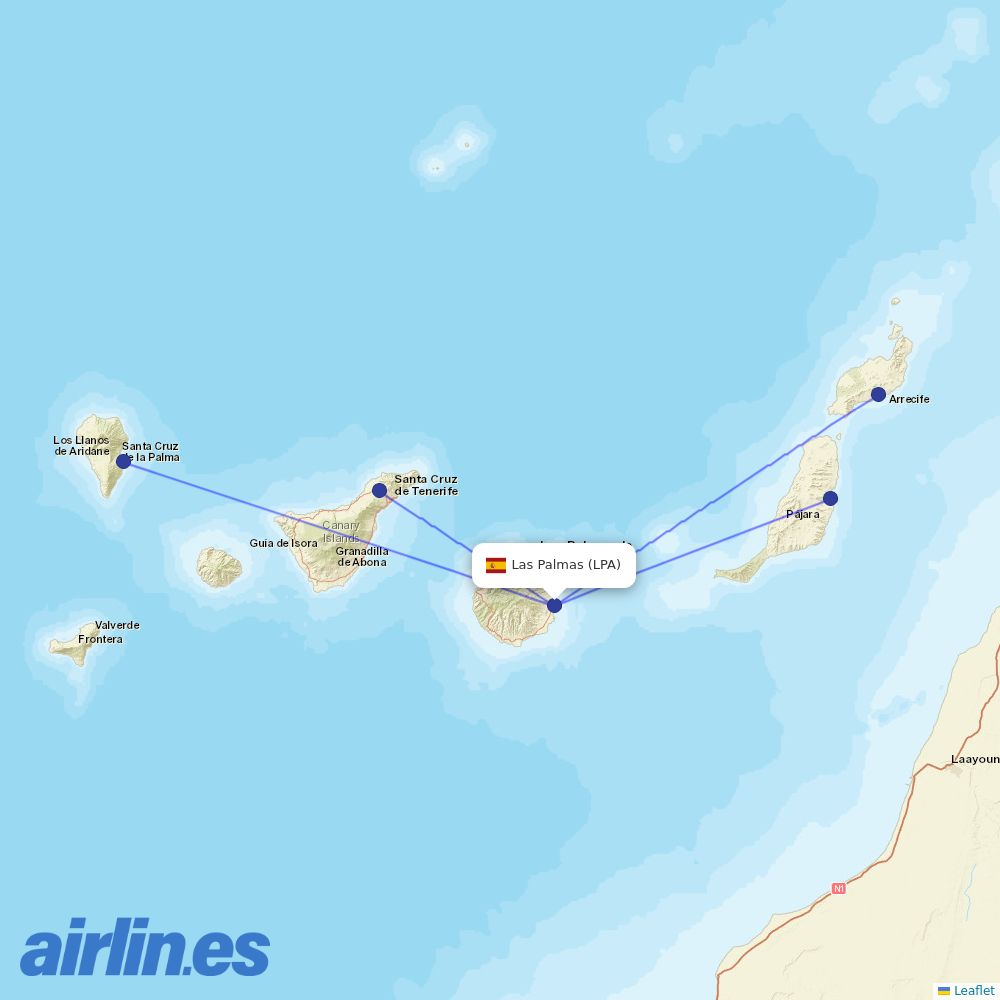 Canaryfly from Gran Canaria Airport destination map