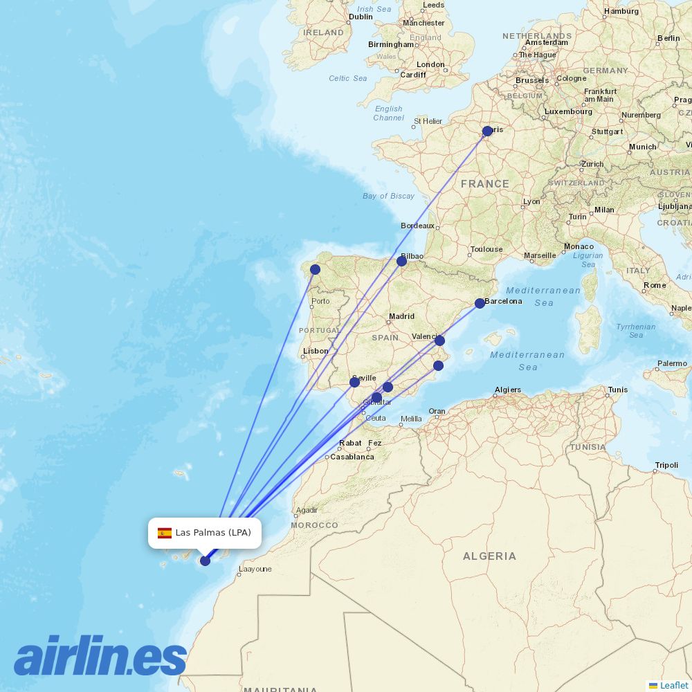 Vueling at LPA route map