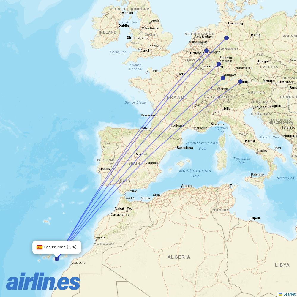 TUIfly at LPA route map
