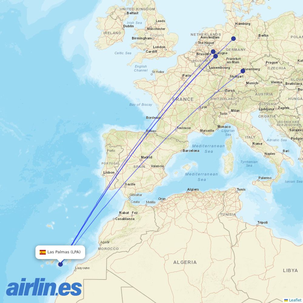 Corendon Airlines Europe at LPA route map