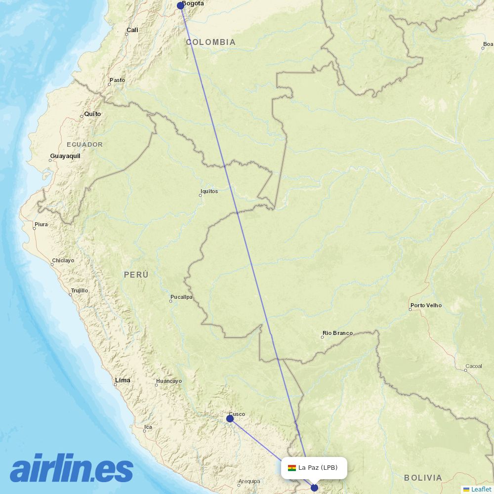 AVIANCA from El Alto International destination map