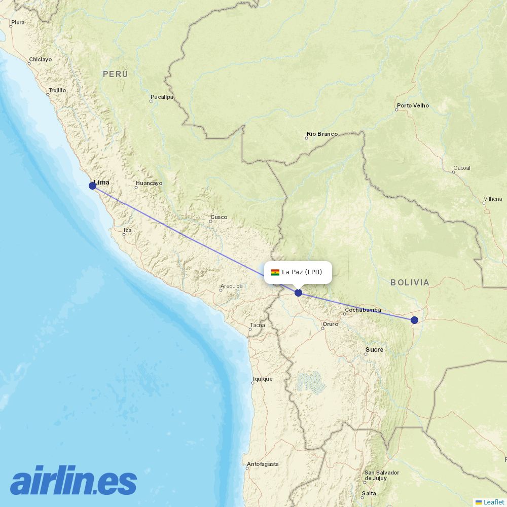 LATAM Airlines from El Alto International destination map