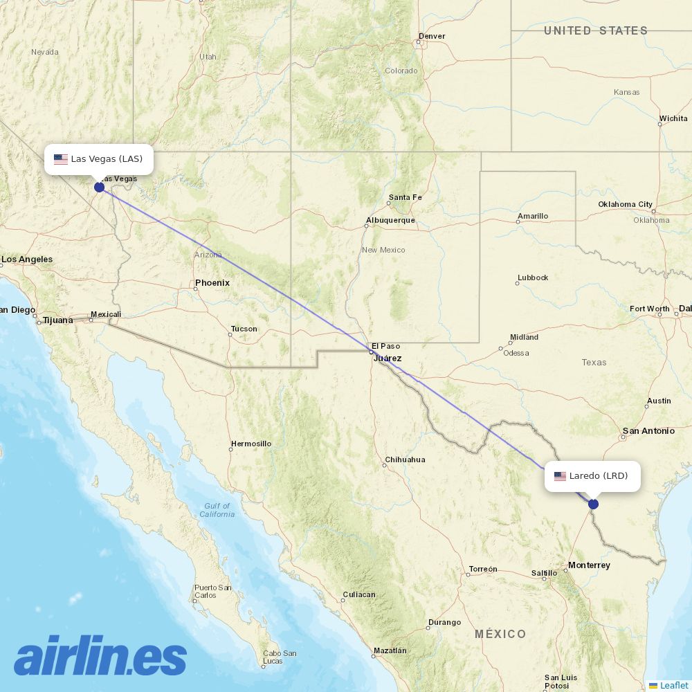 Allegiant Air from Laredo International destination map