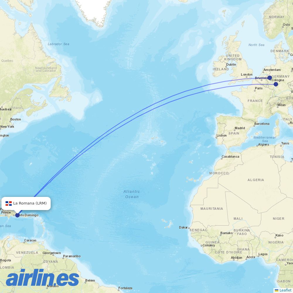 Condor from La Romana International destination map