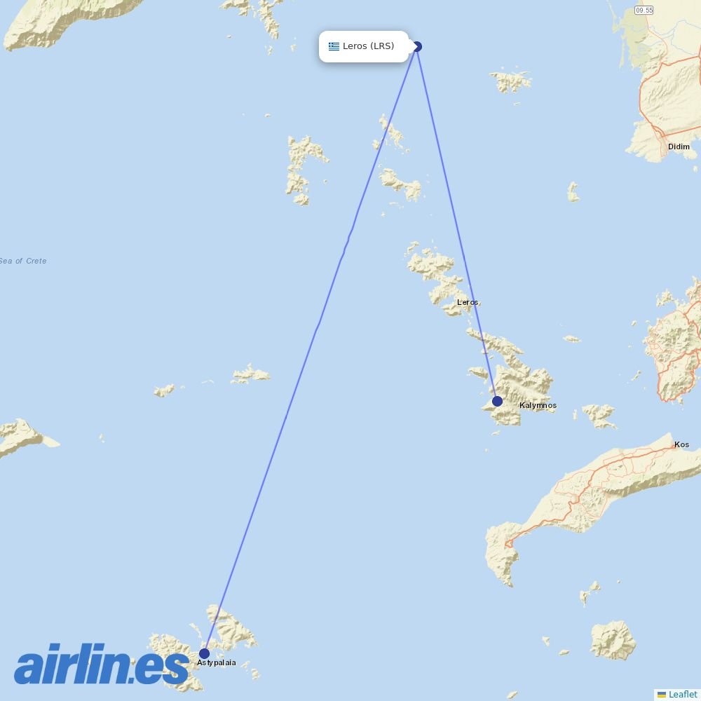 Sky Express from Leros Airport destination map