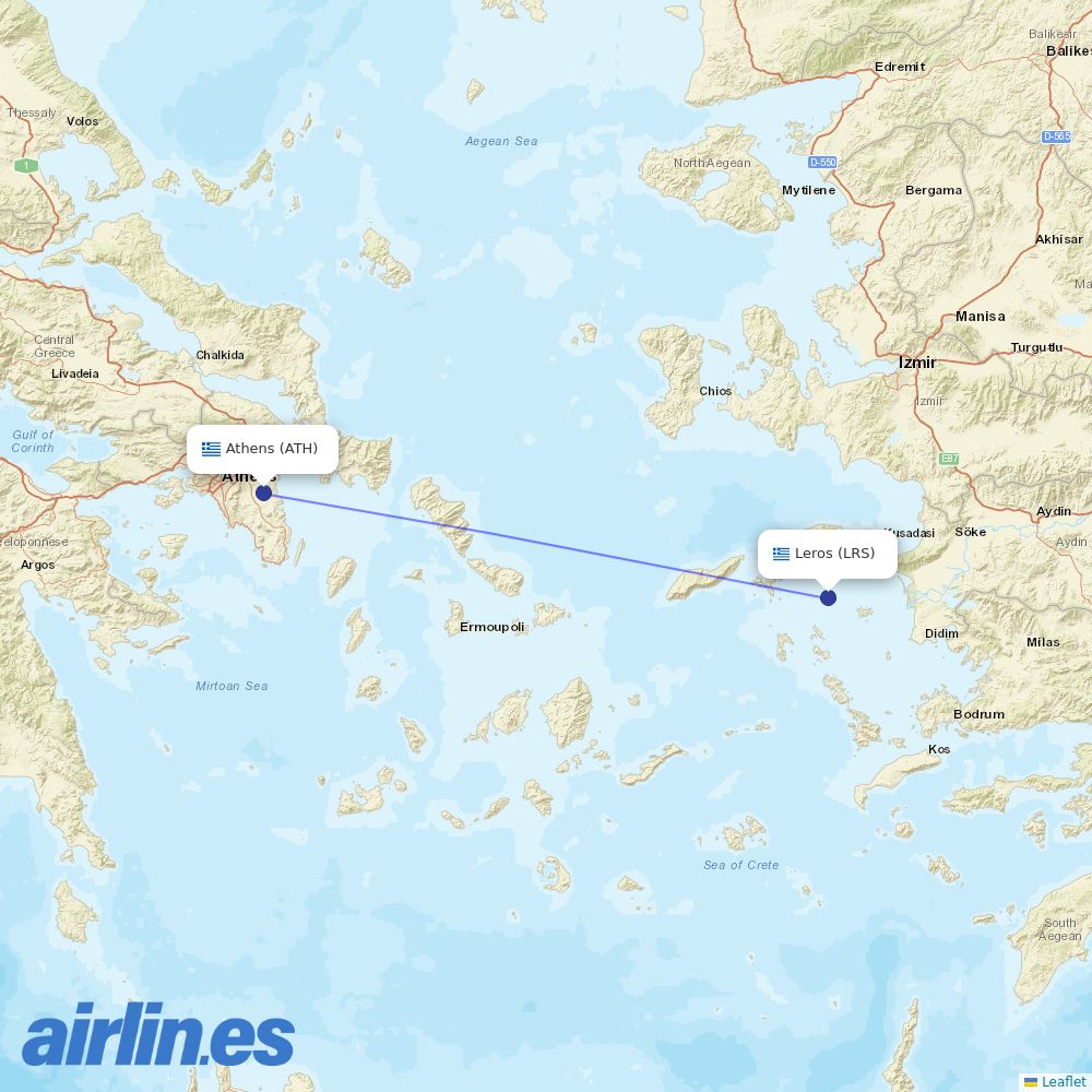 Olympic Air at LRS route map