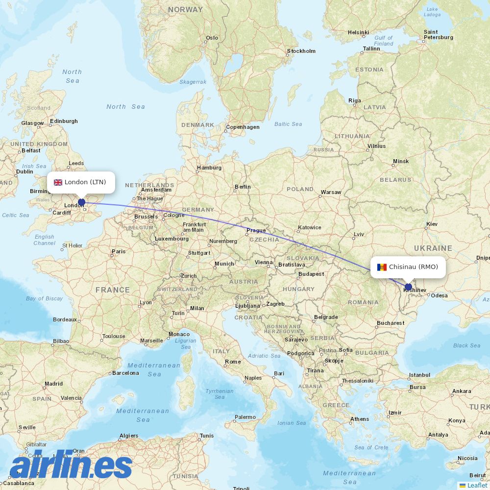 Fly One at LTN route map