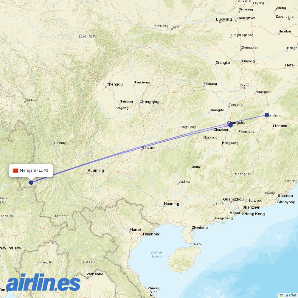 Air Travel at LUM route map