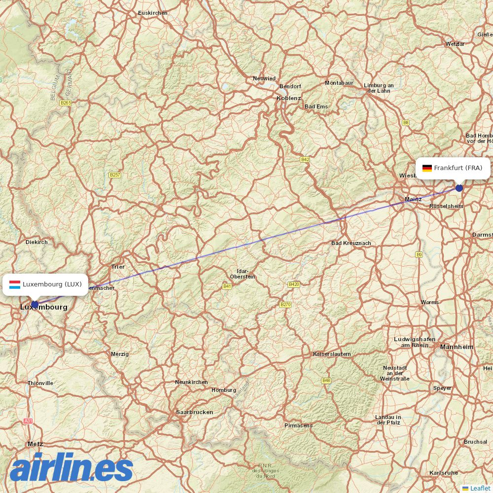 Air Dolomiti at LUX route map