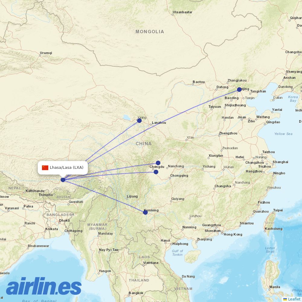 Lucky Air at LXA route map
