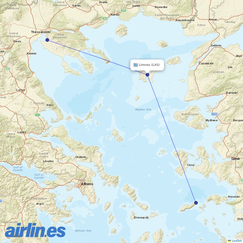 Olympic Air at LXS route map