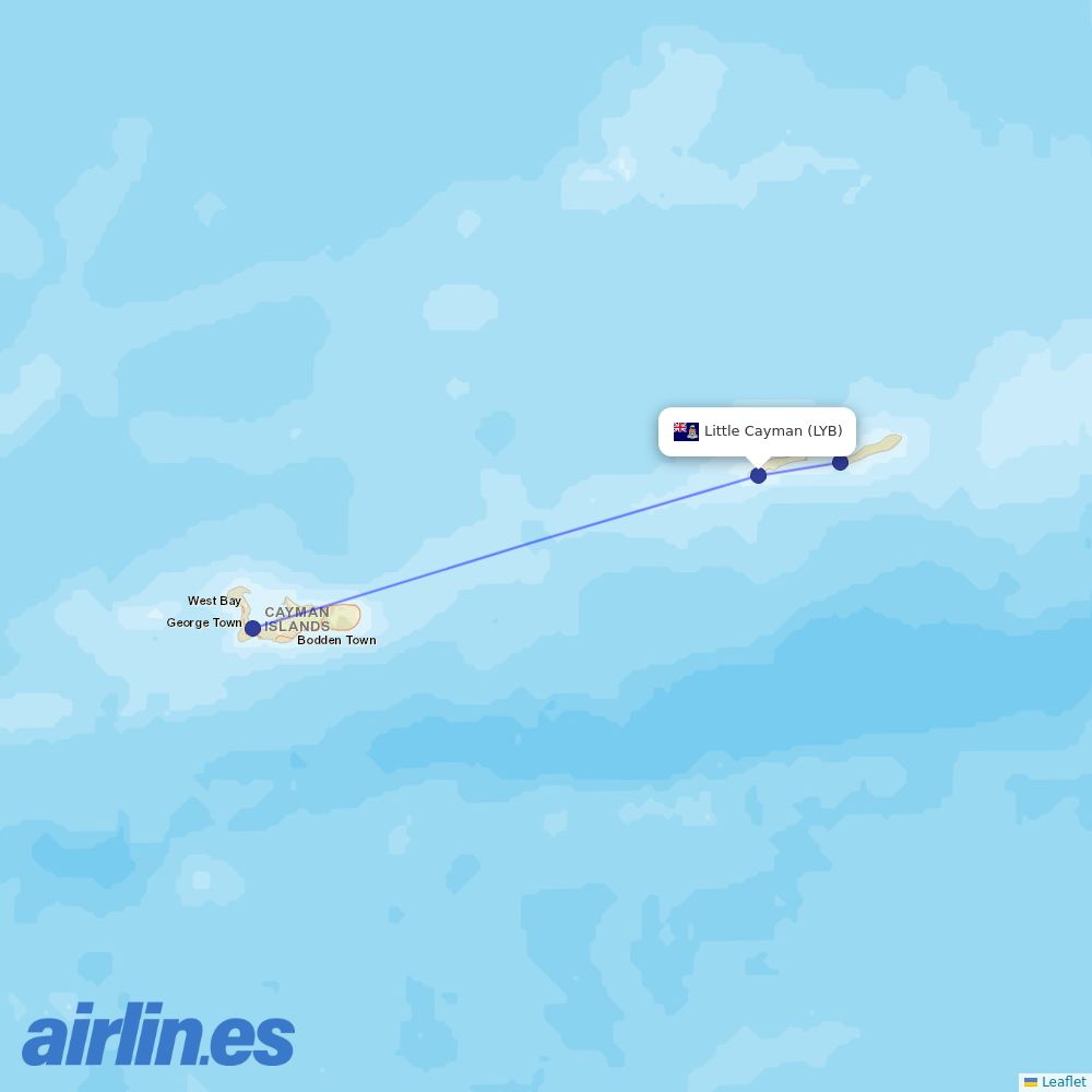 Cayman Airways at LYB route map