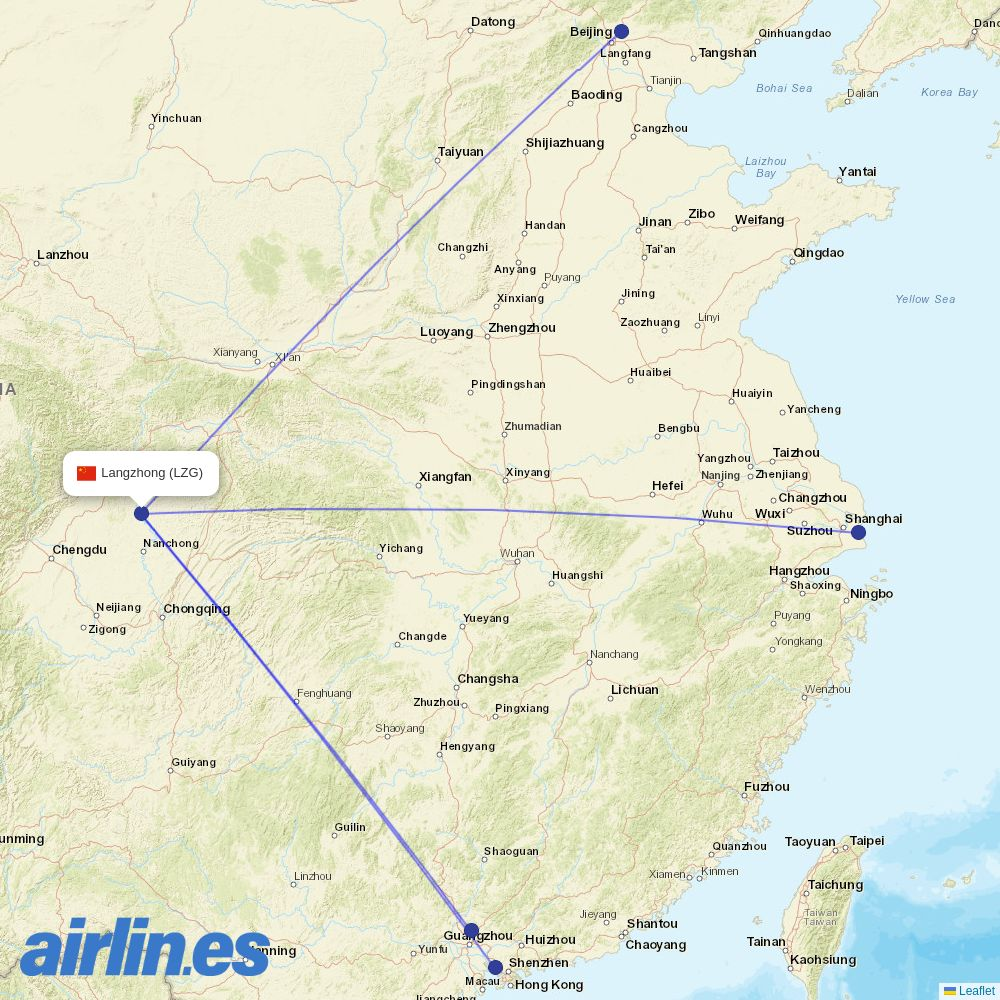 Suparna Airlines from Langzhong Gucheng Airport destination map