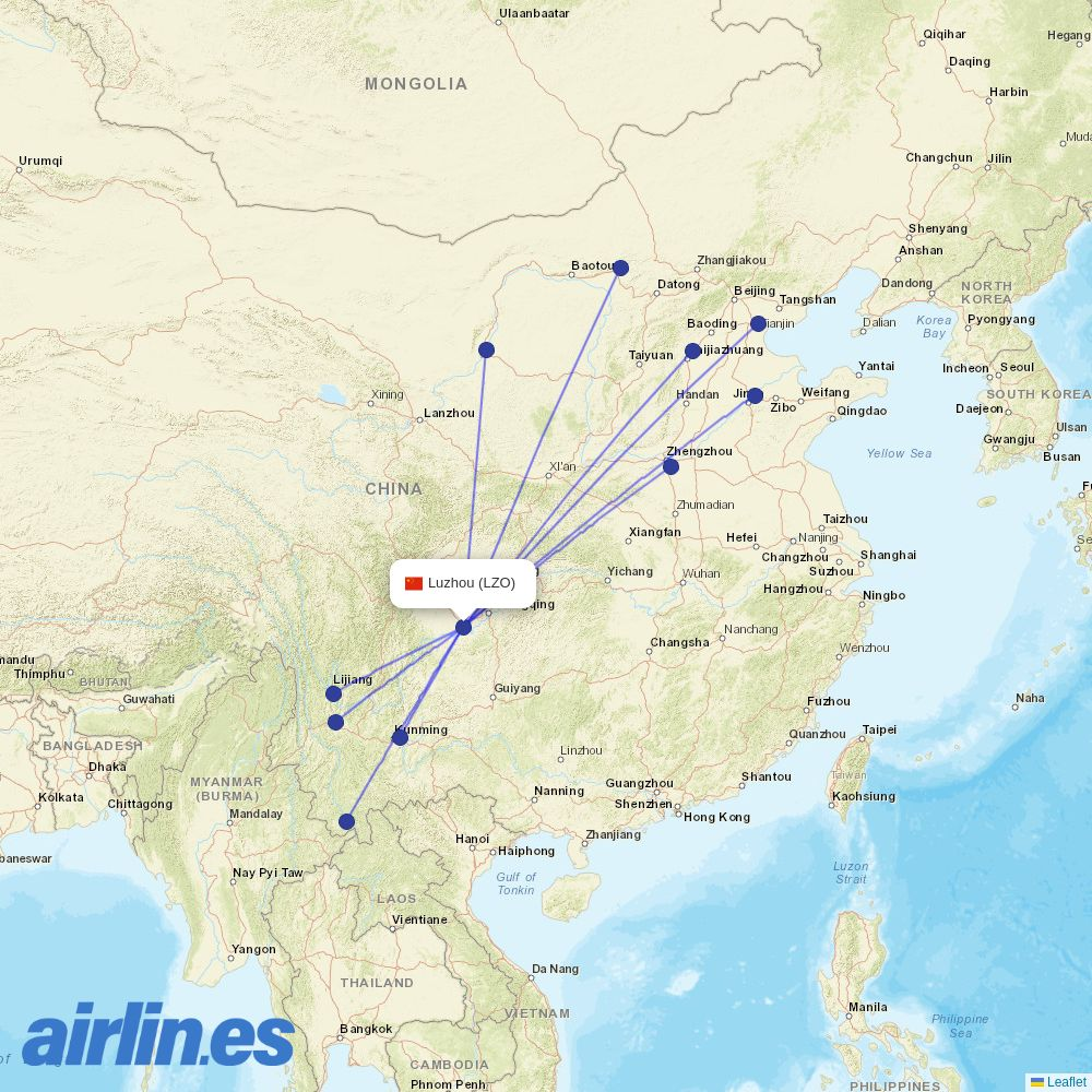 Lucky Air at LZO route map