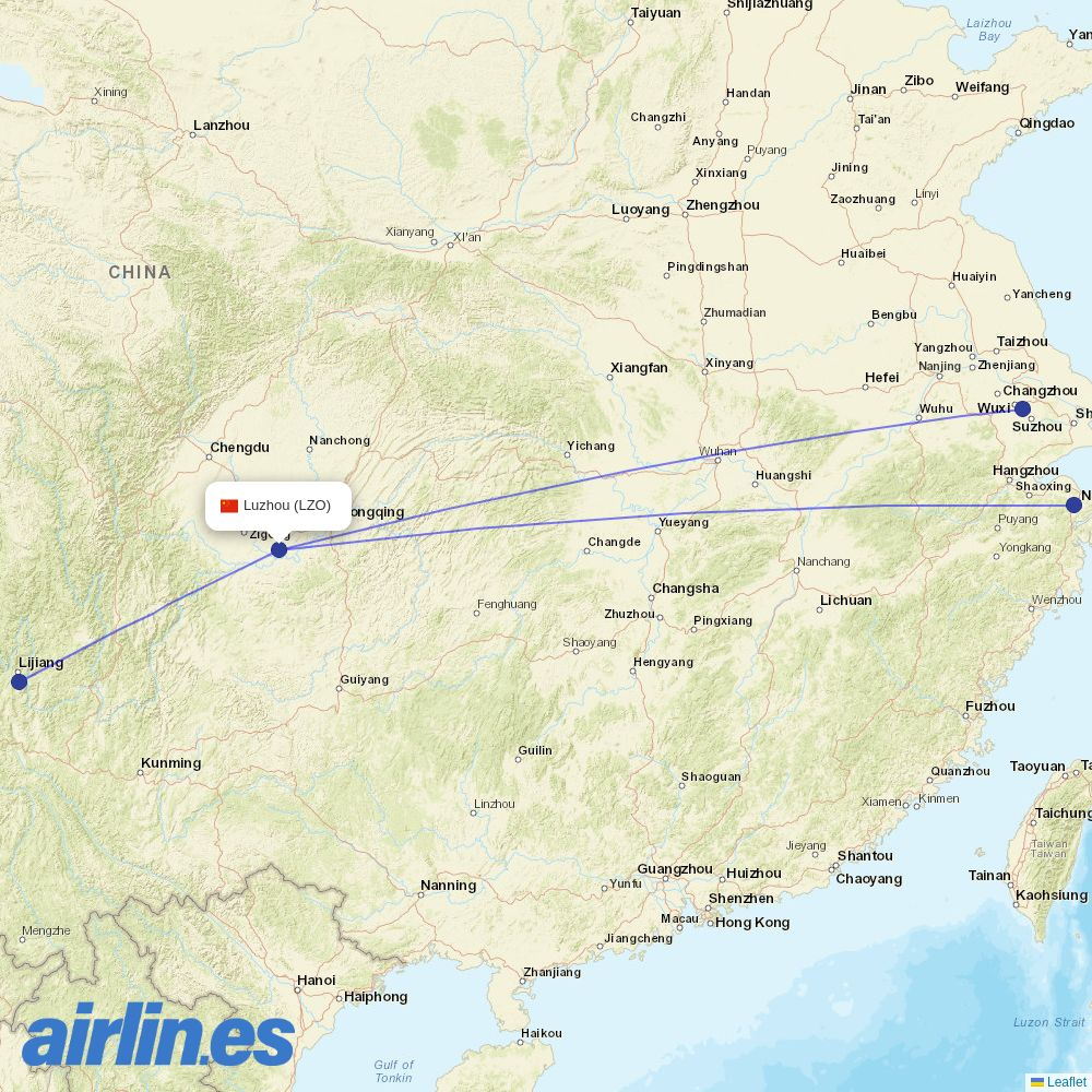 Loong Air from Yunlong Airport destination map