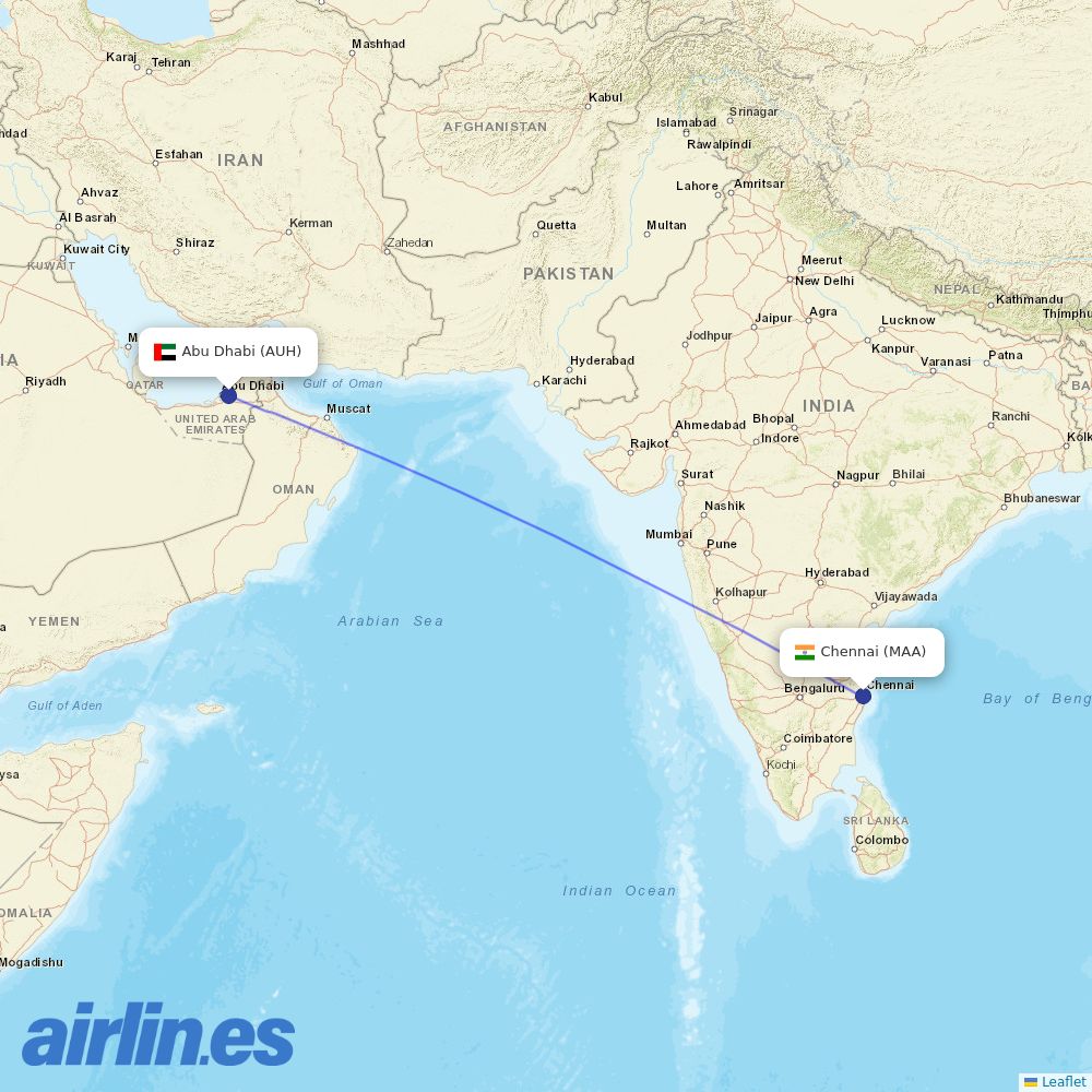 Air Arabia Abu Dhabi at MAA route map