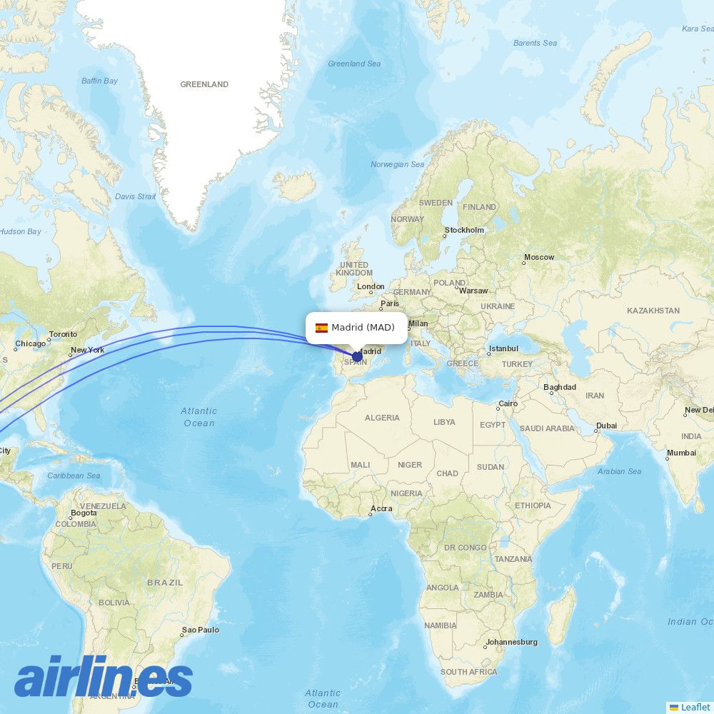 Aeromexico at MAD route map
