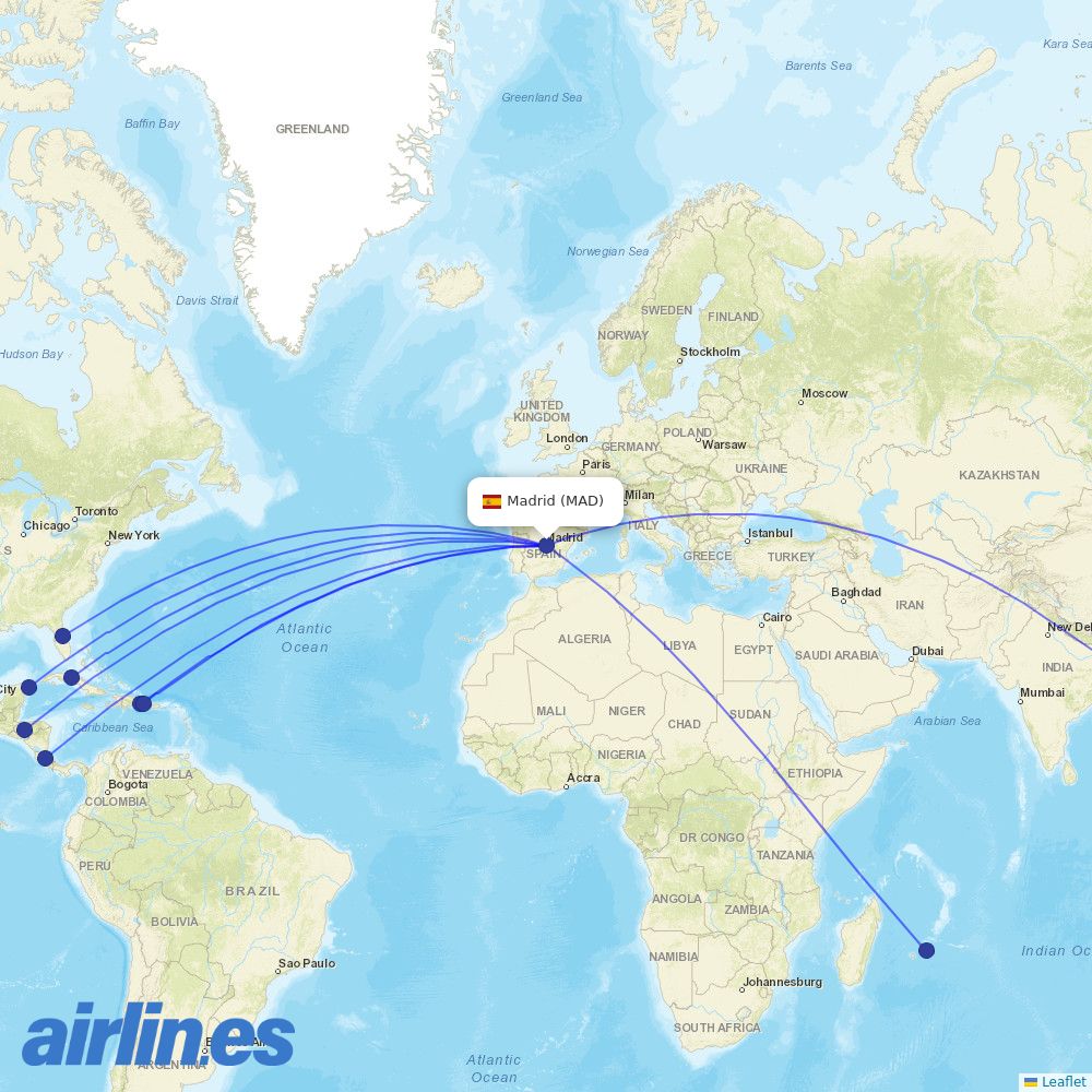 Iberojet at MAD route map