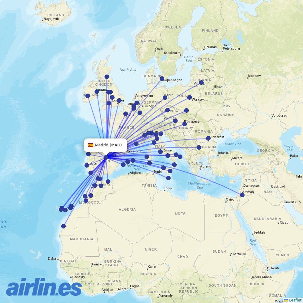 Ryanair at MAD route map