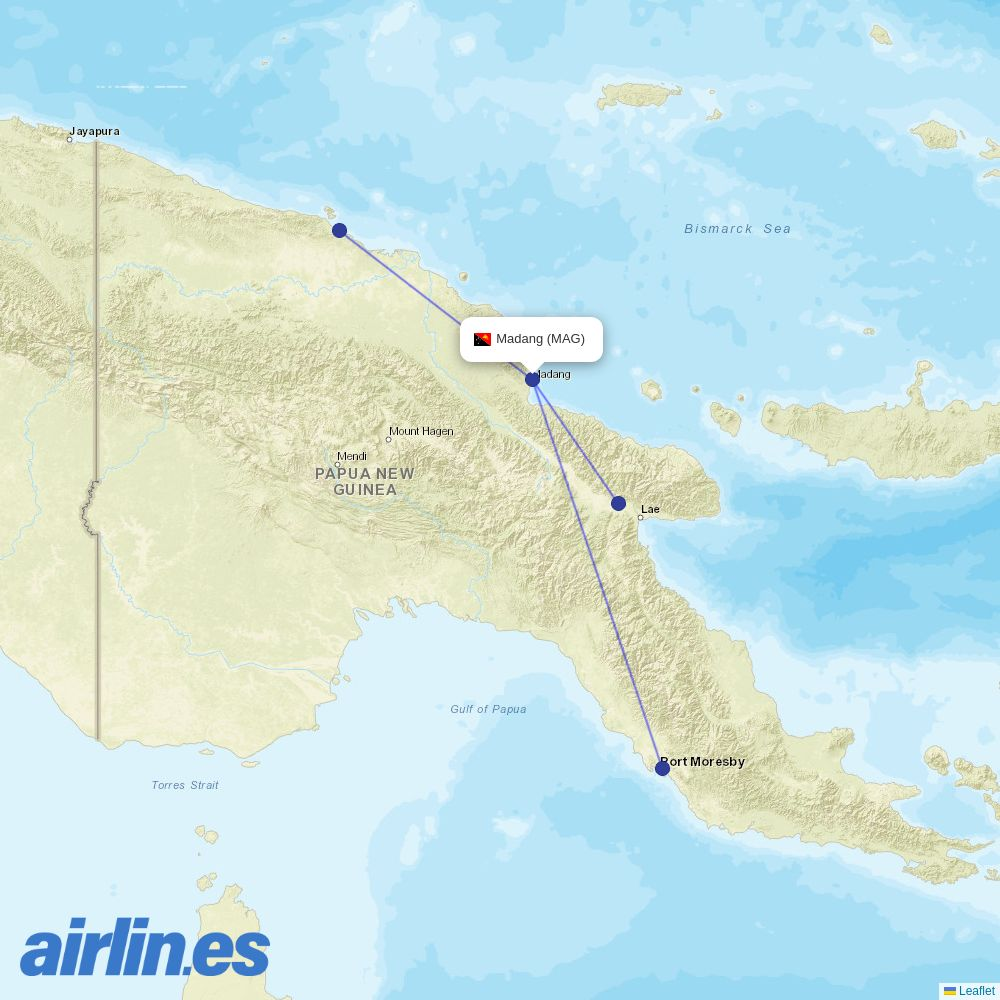 Air Niugini at MAG route map